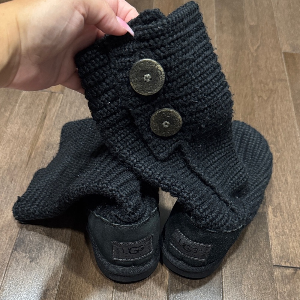 UGG Kids Black Knit Boot Cuffs with Buttons